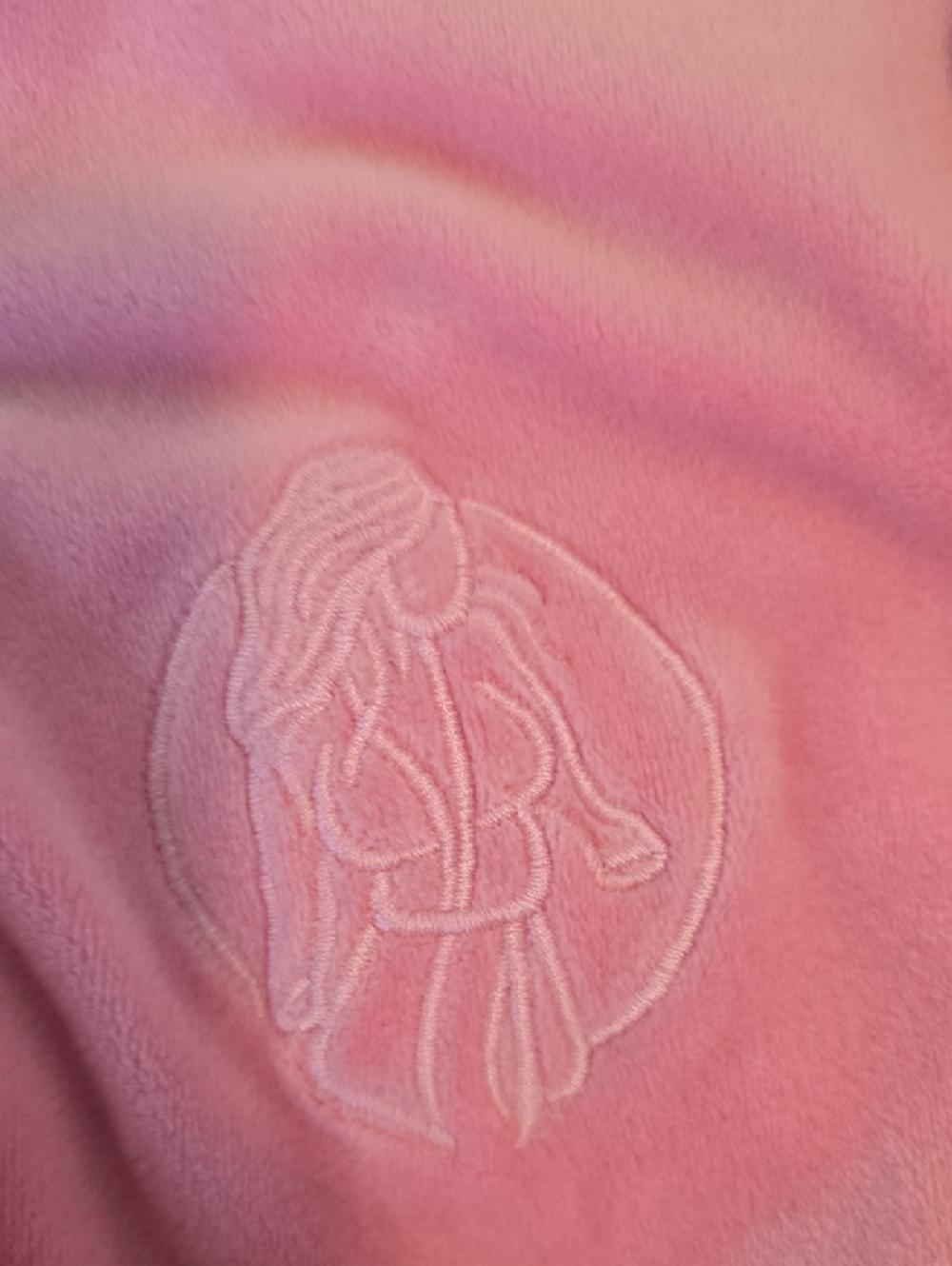 Light Pink Velour Wrap Robe with Embroidered Logo Sexy Little Robe. - Picture 3 of 4